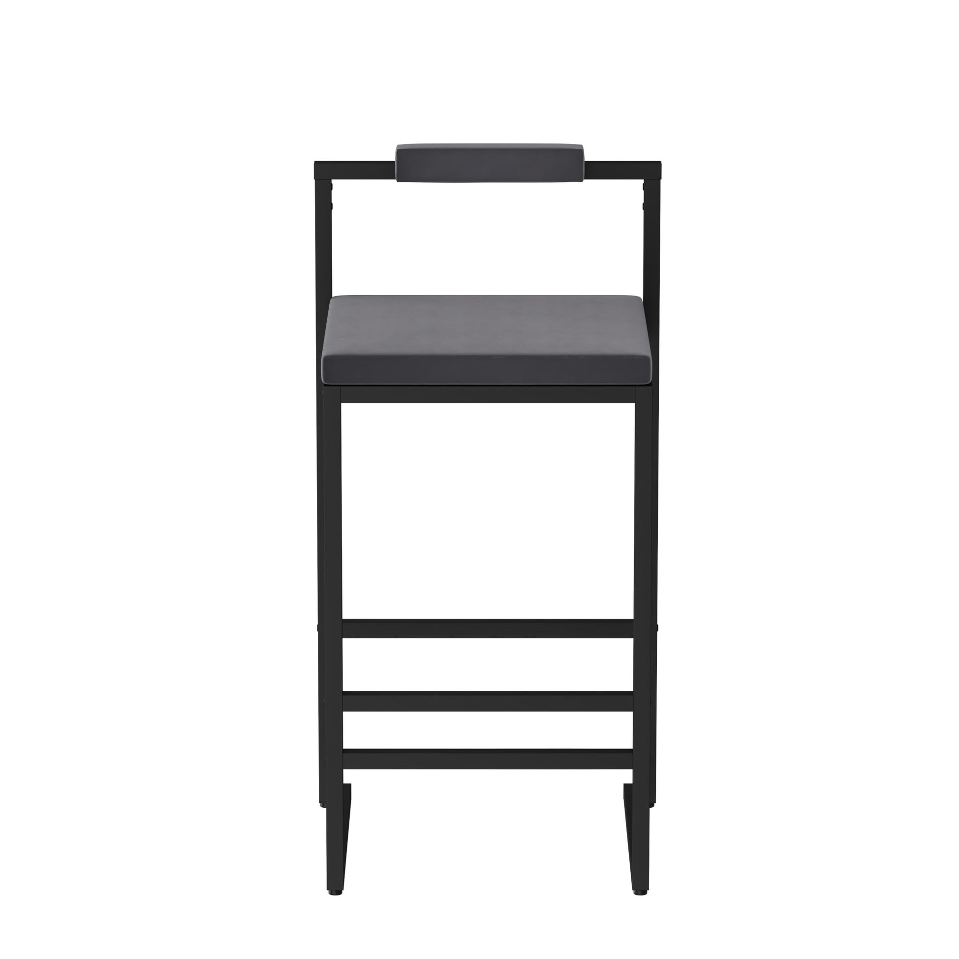 Bar Stools Upholstered Velvet Counter Height Barstools for Kitchen Island Set of 2 Modern Dining Chairs with Footrest & Backrest (Black & Gray) - 1st Choice Furniture Direct