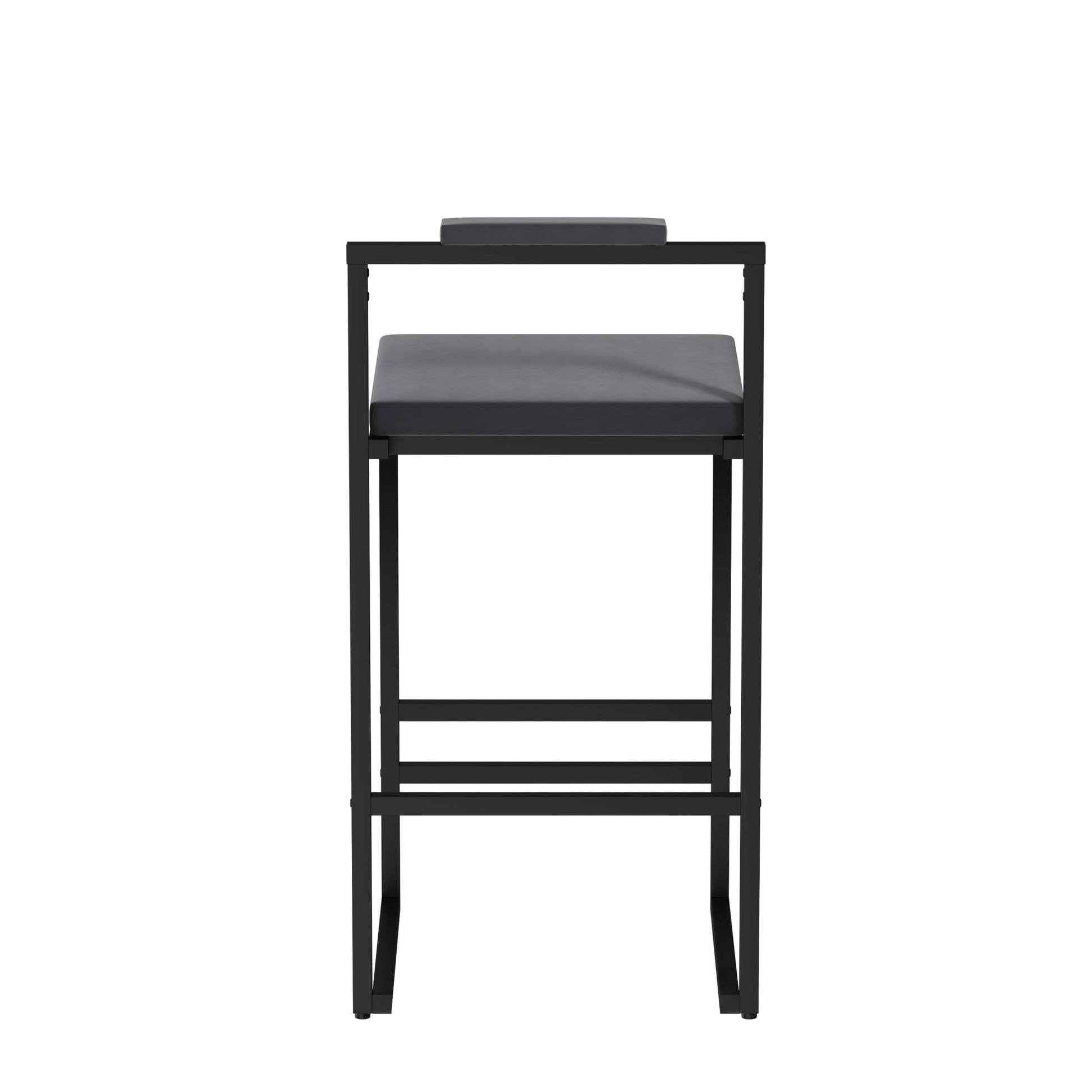 Bar Stools Upholstered Velvet Counter Height Barstools for Kitchen Island Set of 2 Modern Dining Chairs with Footrest & Backrest (Black & Gray) - 1st Choice Furniture Direct