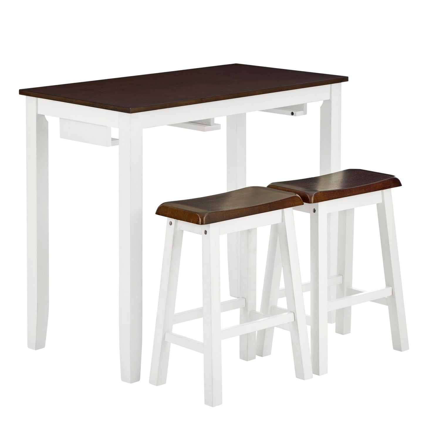 Bar Table and Chairs Set, 3 Piece Dining Table Set, Industrial Breakfast Table Set, for Living Room, Dining Room, Game Room - Antique grey white - 1st Choice Furniture Direct
