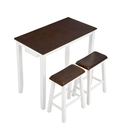 Bar Table and Chairs Set, 3 Piece Dining Table Set, Industrial Breakfast Table Set, for Living Room, Dining Room, Game Room - Antique grey white - 1st Choice Furniture Direct