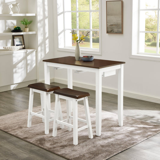Bar Table and Chairs Set, 3 Piece Dining Table Set, Industrial Breakfast Table Set, for Living Room, Dining Room, Game Room - Antique grey white - 1st Choice Furniture Direct