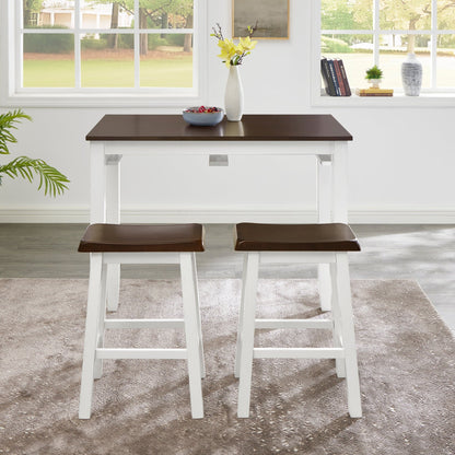 Bar Table and Chairs Set, 3 Piece Dining Table Set, Industrial Breakfast Table Set, for Living Room, Dining Room, Game Room - Antique grey white - 1st Choice Furniture Direct