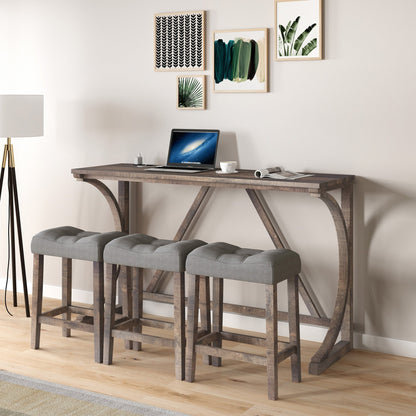 Bar Table Set with Power Outlet, Bar Table and Chairs Set, 4 Piece Dining Table Set, Industrial Breakfast Table Set, for Living Room, Dining Room, Game Room - 1st Choice Furniture Direct