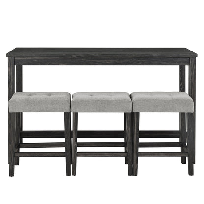Bar Table Set with Power Outlet, Bar Table and Chairs Set, 4 Piece Dining Table Set, Industrial Breakfast Table Set, for Living Room, Dining Room, Game Room - 1st Choice Furniture Direct