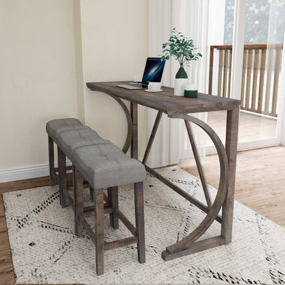 Bar Table Set with Power Outlet, Bar Table and Chairs Set, 4 Piece Dining Table Set, Industrial Breakfast Table Set, for Living Room, Dining Room, Game Room - 1st Choice Furniture Direct