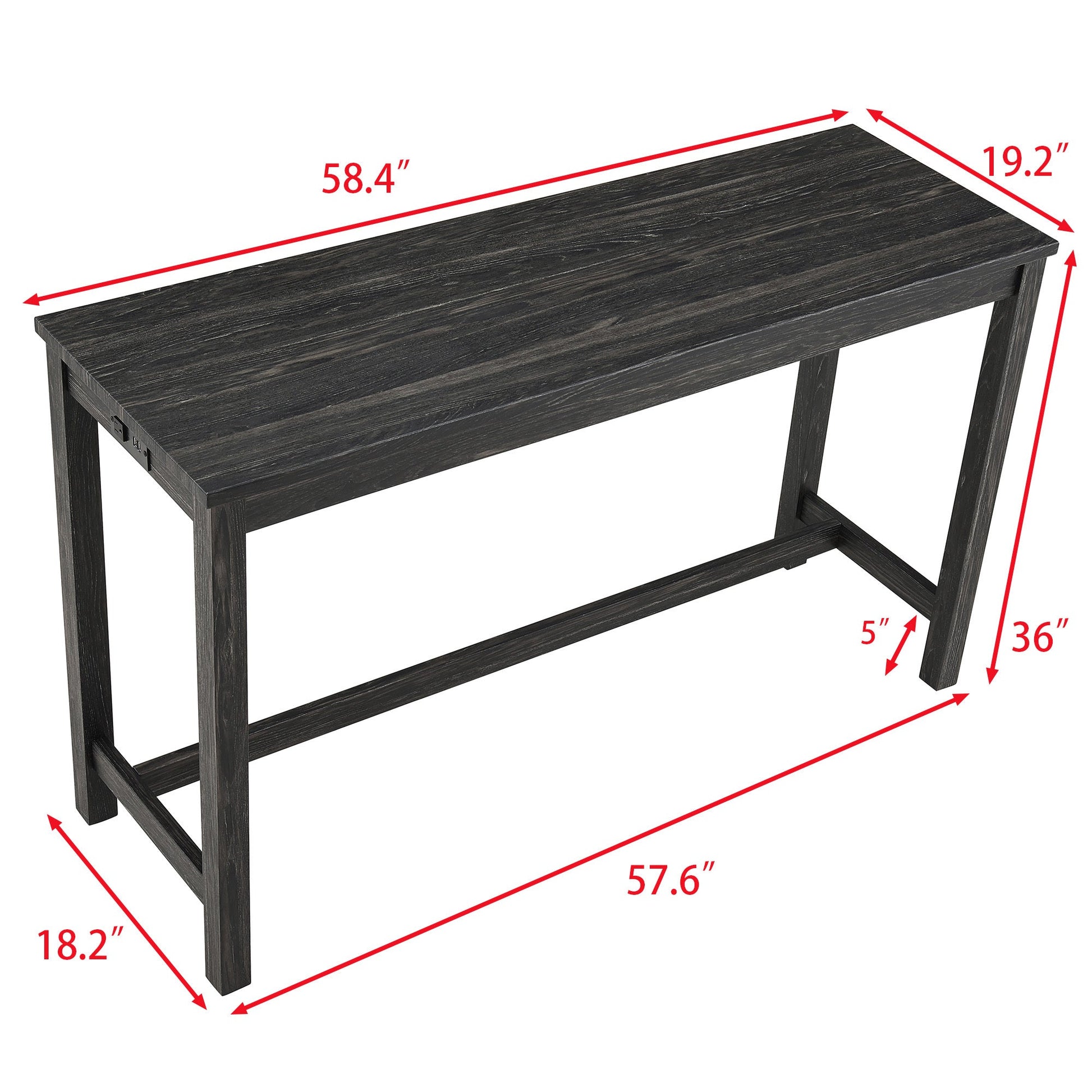 Bar Table Set with Power Outlet, Bar Table and Chairs Set, 4 Piece Dining Table Set, Industrial Breakfast Table Set, for Living Room, Dining Room, Game Room - 1st Choice Furniture Direct