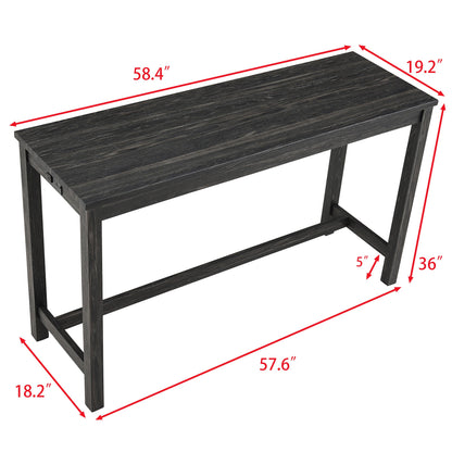 Bar Table Set with Power Outlet, Bar Table and Chairs Set, 4 Piece Dining Table Set, Industrial Breakfast Table Set, for Living Room, Dining Room, Game Room - 1st Choice Furniture Direct