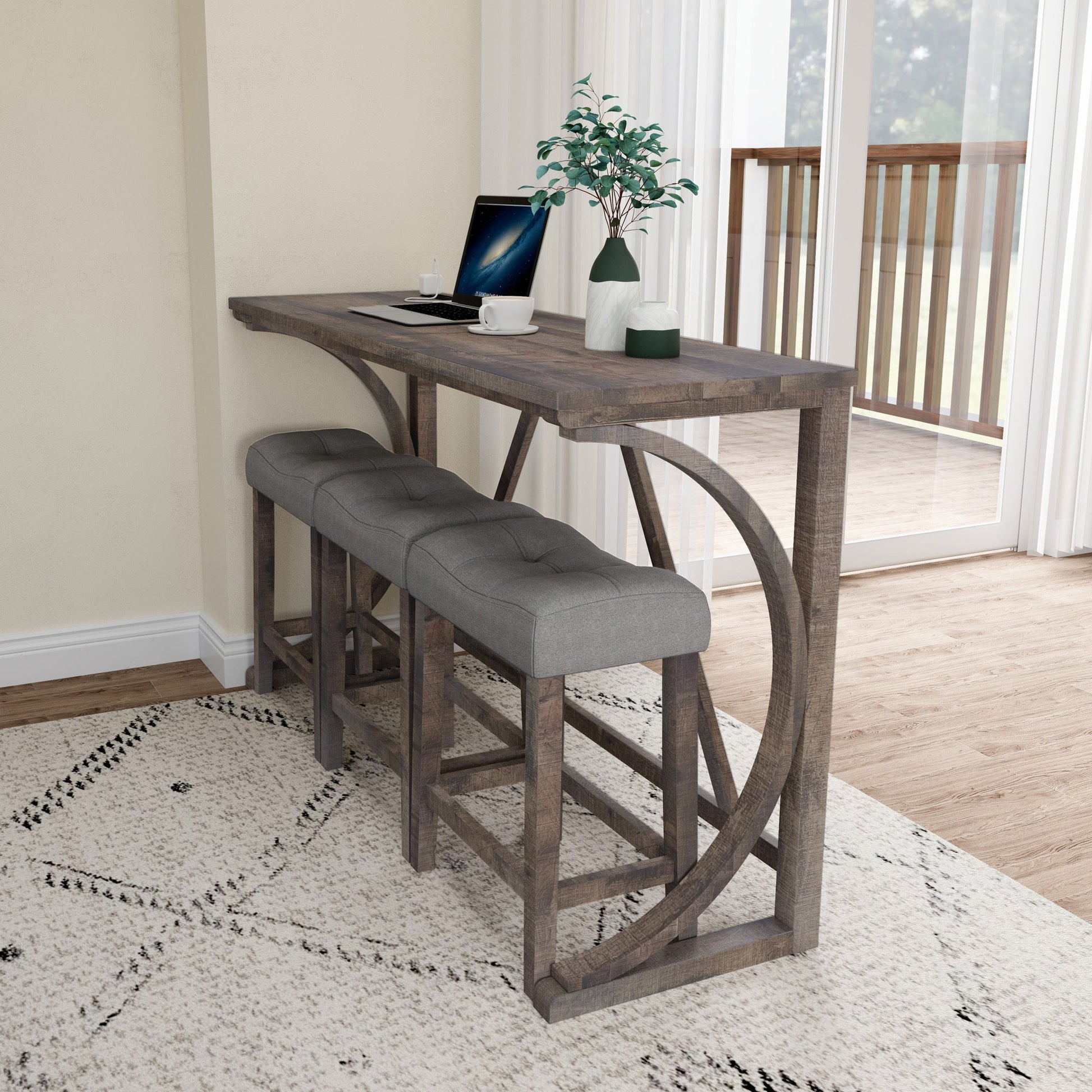 Bar Table Set with Power Outlet, Bar Table and Chairs Set, 4 Piece Dining Table Set, Industrial Breakfast Table Set, for Living Room, Dining Room, Game Room - 1st Choice Furniture Direct