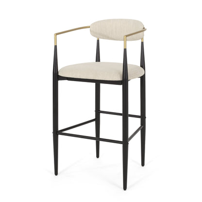 Barstools Set of 2, Upholstered Bar Stools with Backs and Iron Legs for Kitchen Island, Beige Fabric Seating 260LBS Weight Capacity - 1st Choice Furniture Direct