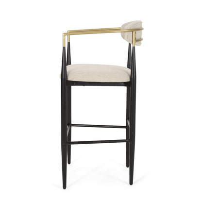 Barstools Set of 2, Upholstered Bar Stools with Backs and Iron Legs for Kitchen Island, Beige Fabric Seating 260LBS Weight Capacity - 1st Choice Furniture Direct