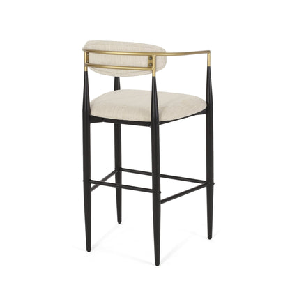 Barstools Set of 2, Upholstered Bar Stools with Backs and Iron Legs for Kitchen Island, Beige Fabric Seating 260LBS Weight Capacity - 1st Choice Furniture Direct