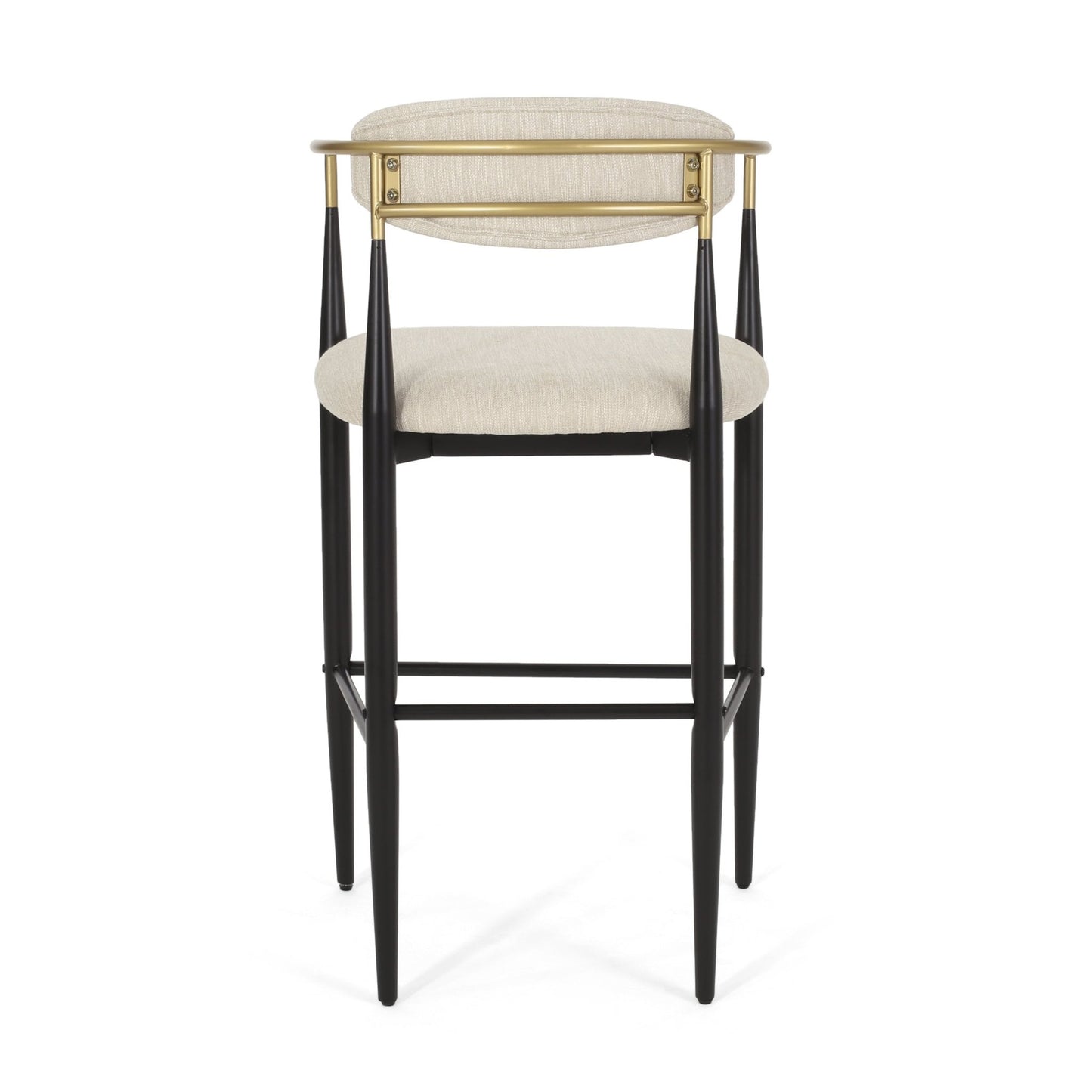 Barstools Set of 2, Upholstered Bar Stools with Backs and Iron Legs for Kitchen Island, Beige Fabric Seating 260LBS Weight Capacity - 1st Choice Furniture Direct