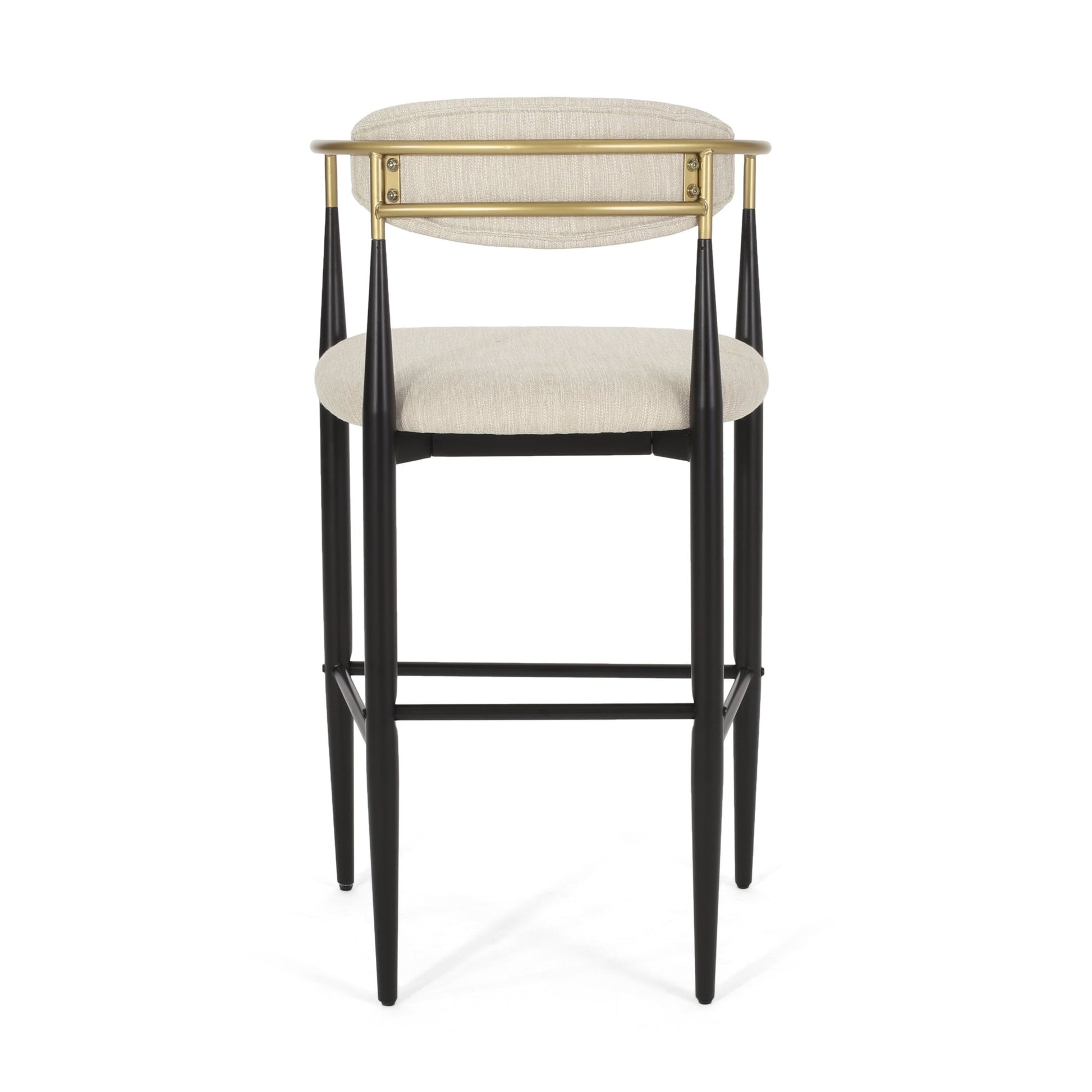 Barstools Set of 2, Upholstered Bar Stools with Backs and Iron Legs for Kitchen Island, Beige Fabric Seating 260LBS Weight Capacity - 1st Choice Furniture Direct