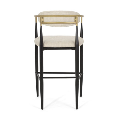 Barstools Set of 2, Upholstered Bar Stools with Backs and Iron Legs for Kitchen Island, Beige Fabric Seating 260LBS Weight Capacity - 1st Choice Furniture Direct
