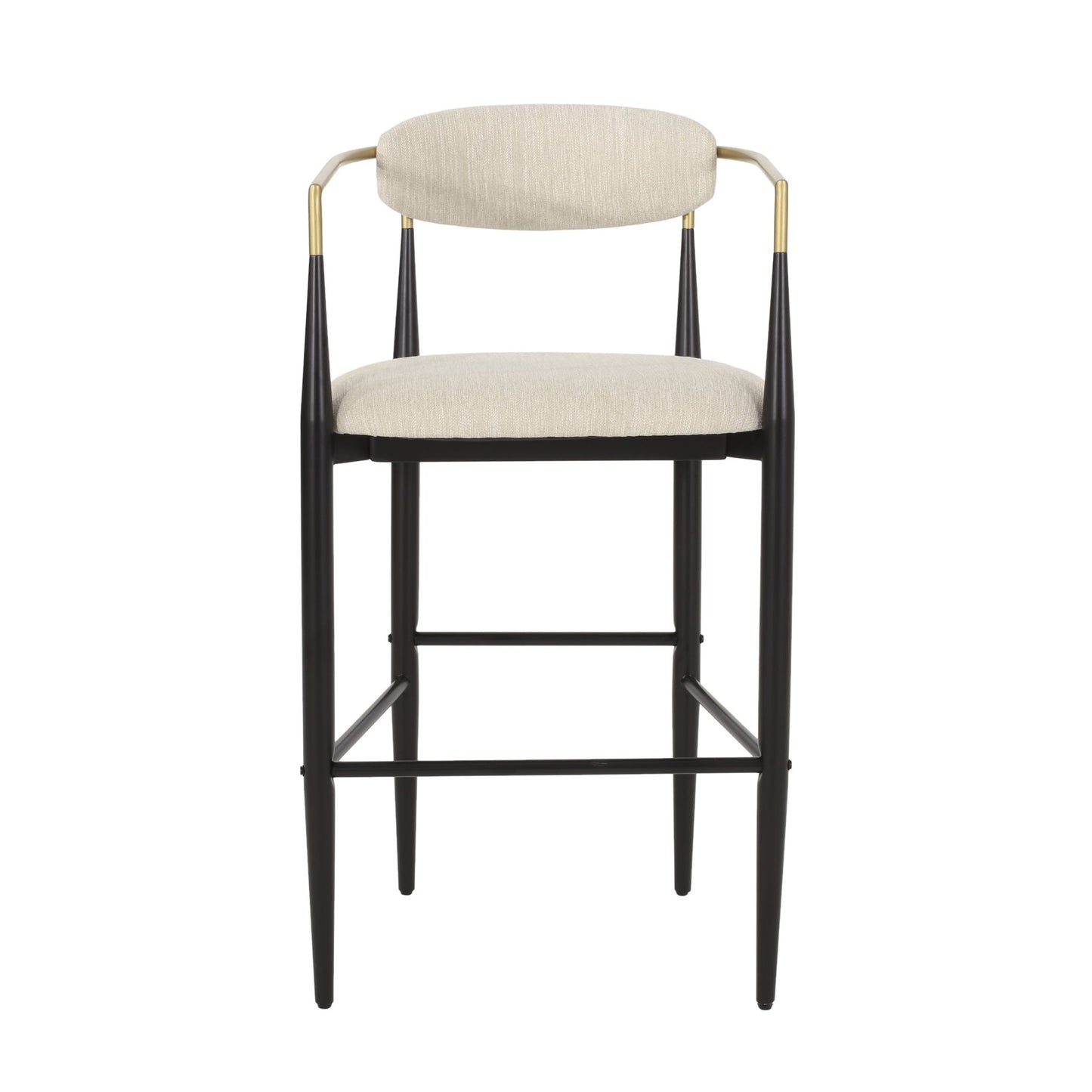 Barstools Set of 2, Upholstered Bar Stools with Backs and Iron Legs for Kitchen Island, Beige Fabric Seating 260LBS Weight Capacity - 1st Choice Furniture Direct
