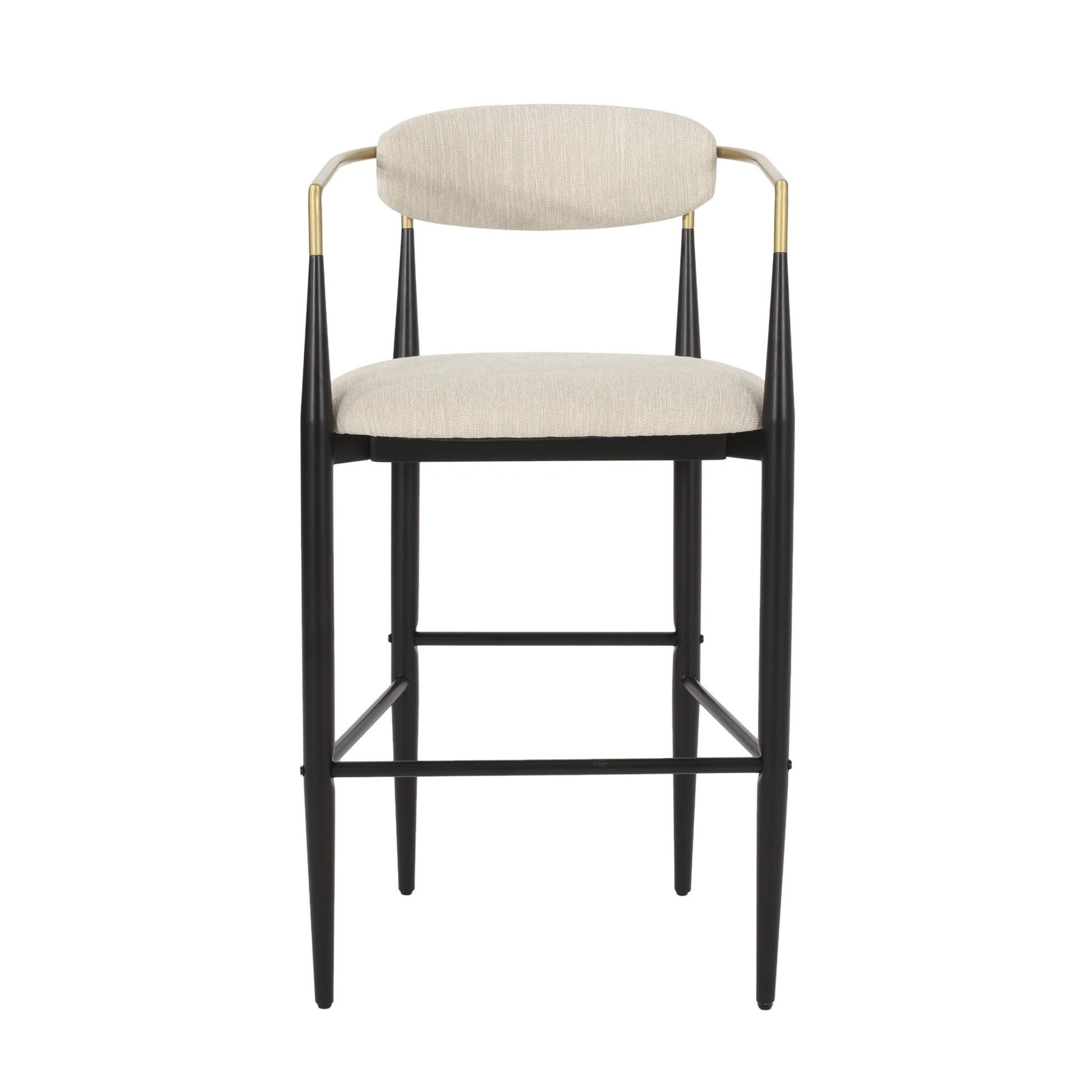 Barstools Set of 2, Upholstered Bar Stools with Backs and Iron Legs for Kitchen Island, Beige Fabric Seating 260LBS Weight Capacity - 1st Choice Furniture Direct