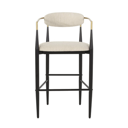 Barstools Set of 2, Upholstered Bar Stools with Backs and Iron Legs for Kitchen Island, Beige Fabric Seating 260LBS Weight Capacity - 1st Choice Furniture Direct