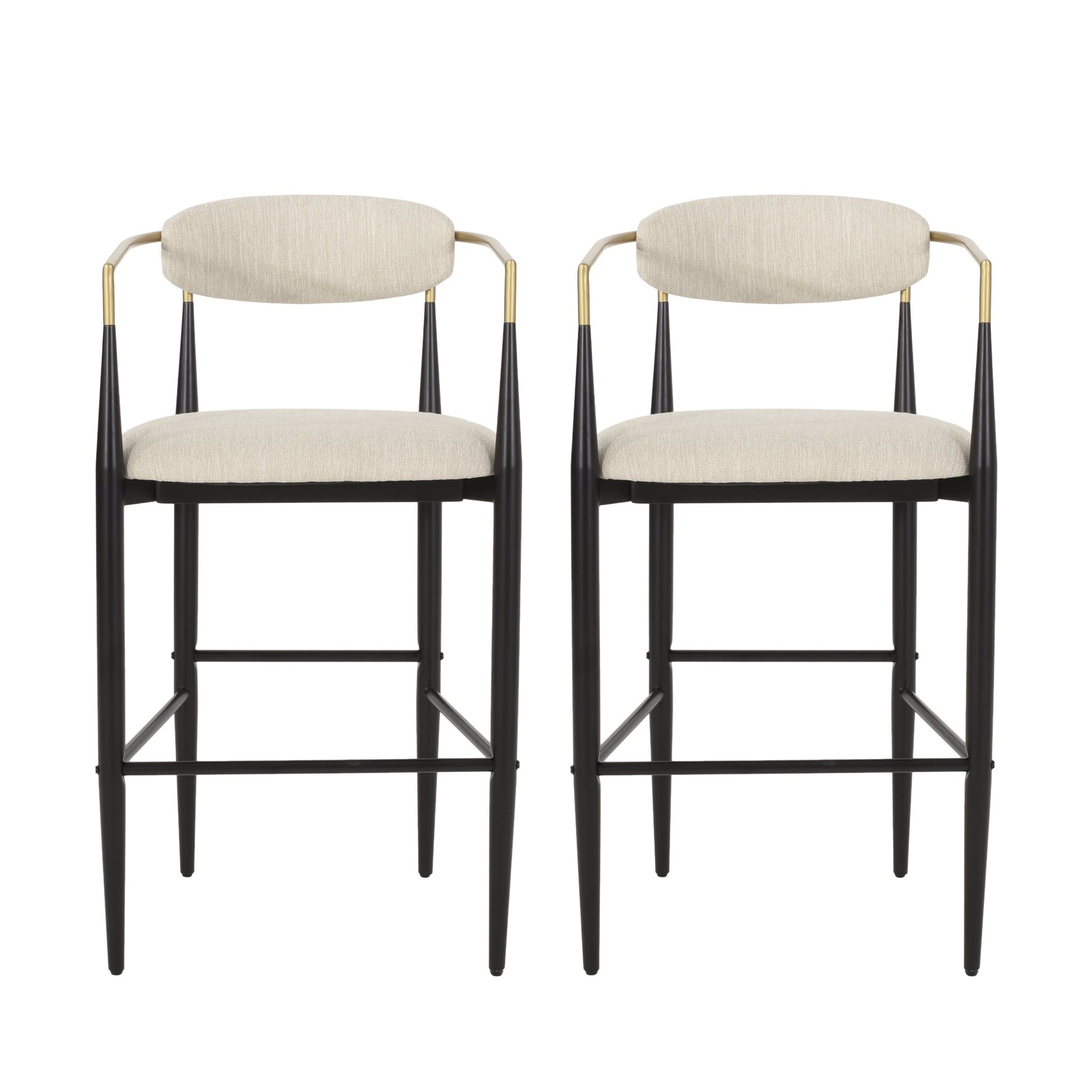 Barstools Set of 2, Upholstered Bar Stools with Backs and Iron Legs for Kitchen Island, Beige Fabric Seating 260LBS Weight Capacity - 1st Choice Furniture Direct