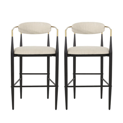 Barstools Set of 2, Upholstered Bar Stools with Backs and Iron Legs for Kitchen Island, Beige Fabric Seating 260LBS Weight Capacity - 1st Choice Furniture Direct