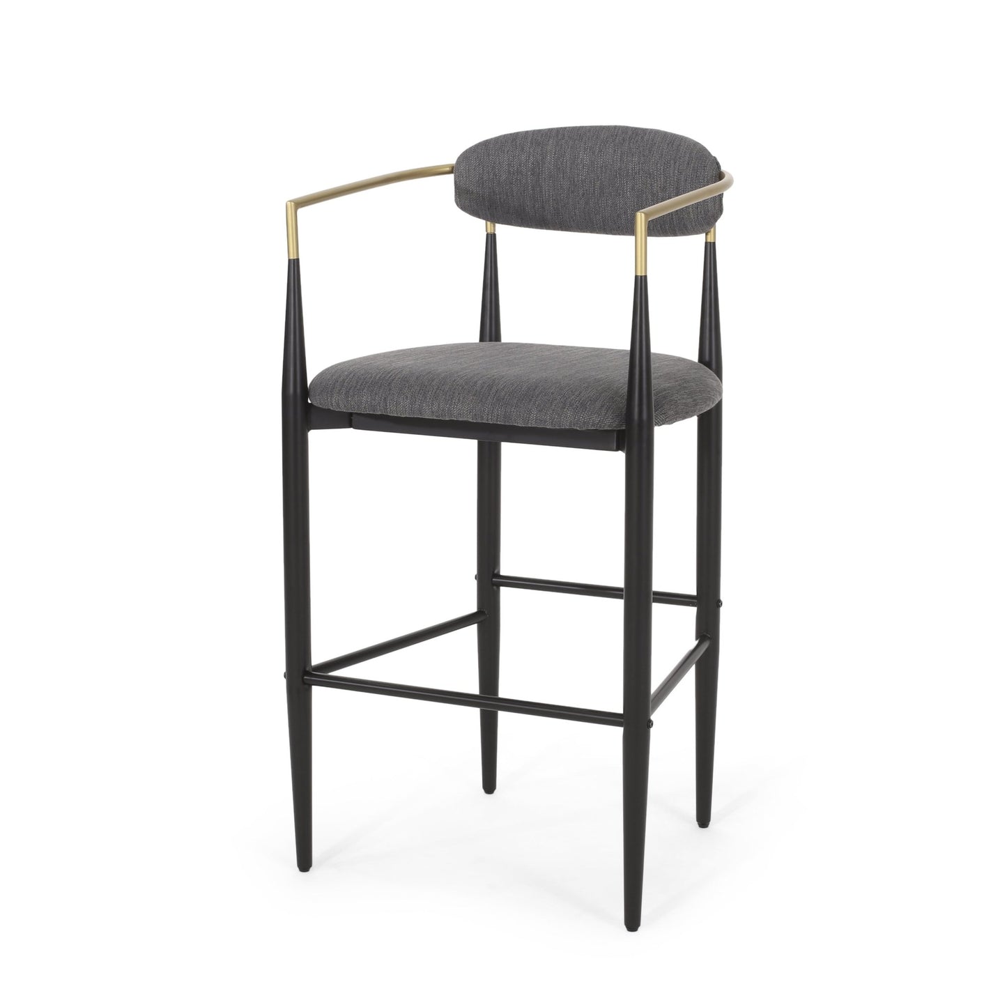 Barstools Set of 2, Upholstered Bar Stools with Backs and Iron Legs for Kitchen Island, Gray Fabric Seating 260LBS Weight Capacity - 1st Choice Furniture Direct