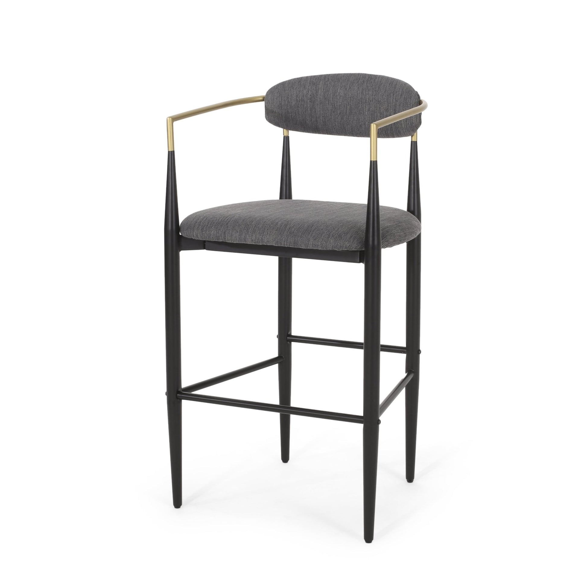 Barstools Set of 2, Upholstered Bar Stools with Backs and Iron Legs for Kitchen Island, Gray Fabric Seating 260LBS Weight Capacity - 1st Choice Furniture Direct
