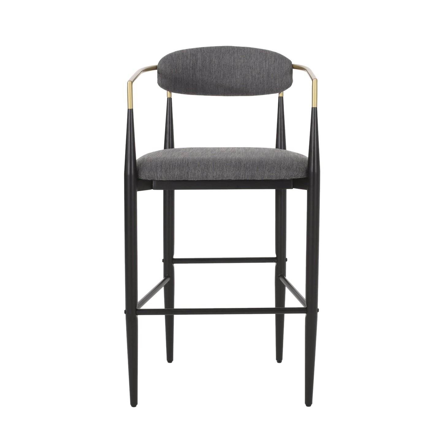 Barstools Set of 2, Upholstered Bar Stools with Backs and Iron Legs for Kitchen Island, Gray Fabric Seating 260LBS Weight Capacity - 1st Choice Furniture Direct