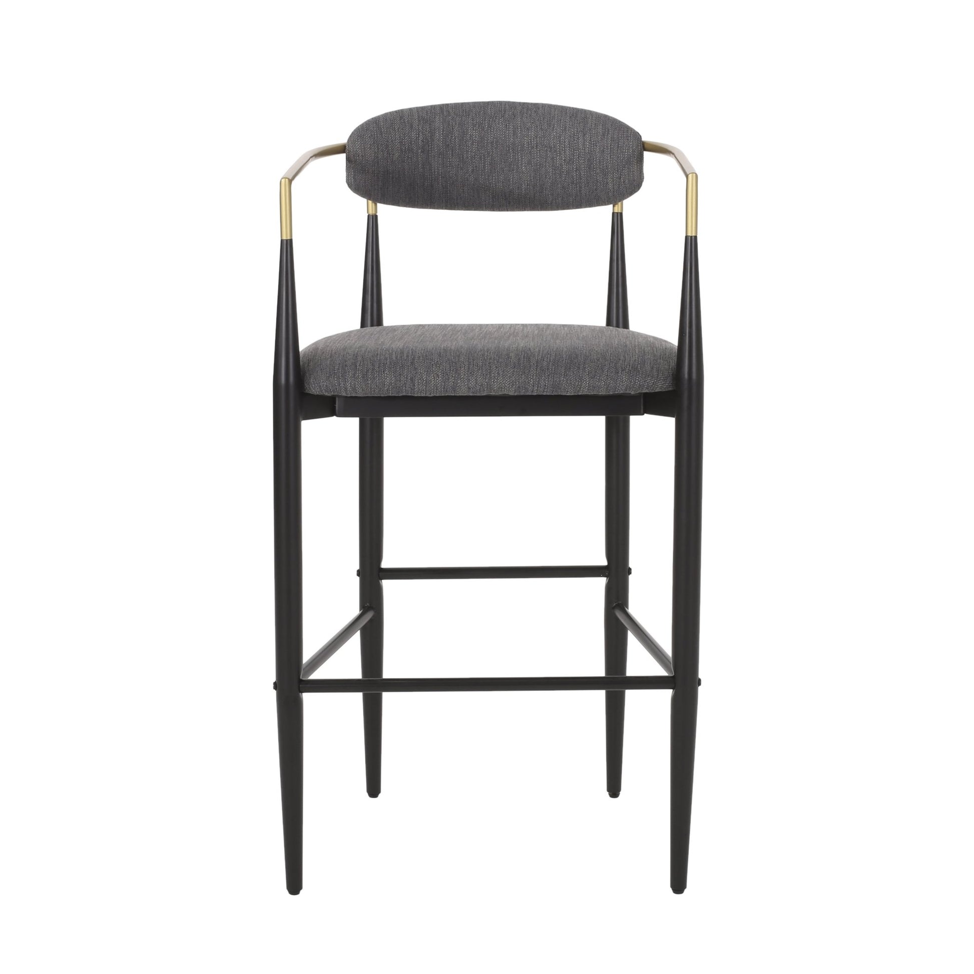 Barstools Set of 2, Upholstered Bar Stools with Backs and Iron Legs for Kitchen Island, Gray Fabric Seating 260LBS Weight Capacity - 1st Choice Furniture Direct