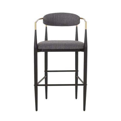 Barstools Set of 2, Upholstered Bar Stools with Backs and Iron Legs for Kitchen Island, Gray Fabric Seating 260LBS Weight Capacity - 1st Choice Furniture Direct