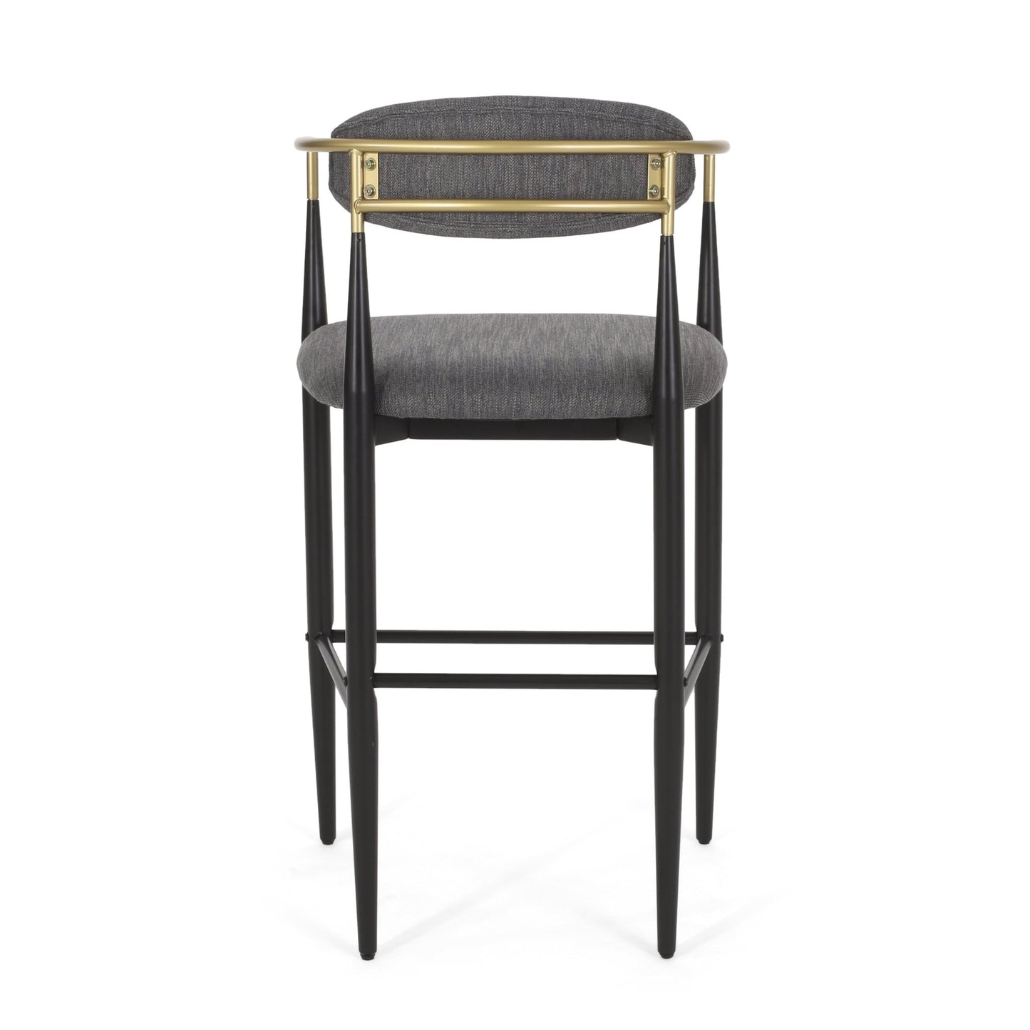Barstools Set of 2, Upholstered Bar Stools with Backs and Iron Legs for Kitchen Island, Gray Fabric Seating 260LBS Weight Capacity - 1st Choice Furniture Direct