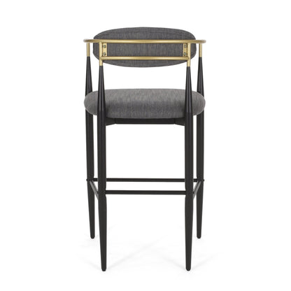 Barstools Set of 2, Upholstered Bar Stools with Backs and Iron Legs for Kitchen Island, Gray Fabric Seating 260LBS Weight Capacity - 1st Choice Furniture Direct