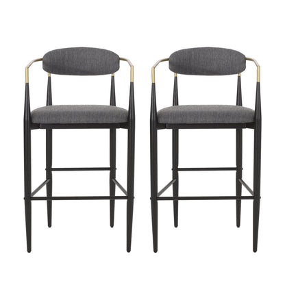 Barstools Set of 2, Upholstered Bar Stools with Backs and Iron Legs for Kitchen Island, Gray Fabric Seating 260LBS Weight Capacity - 1st Choice Furniture Direct