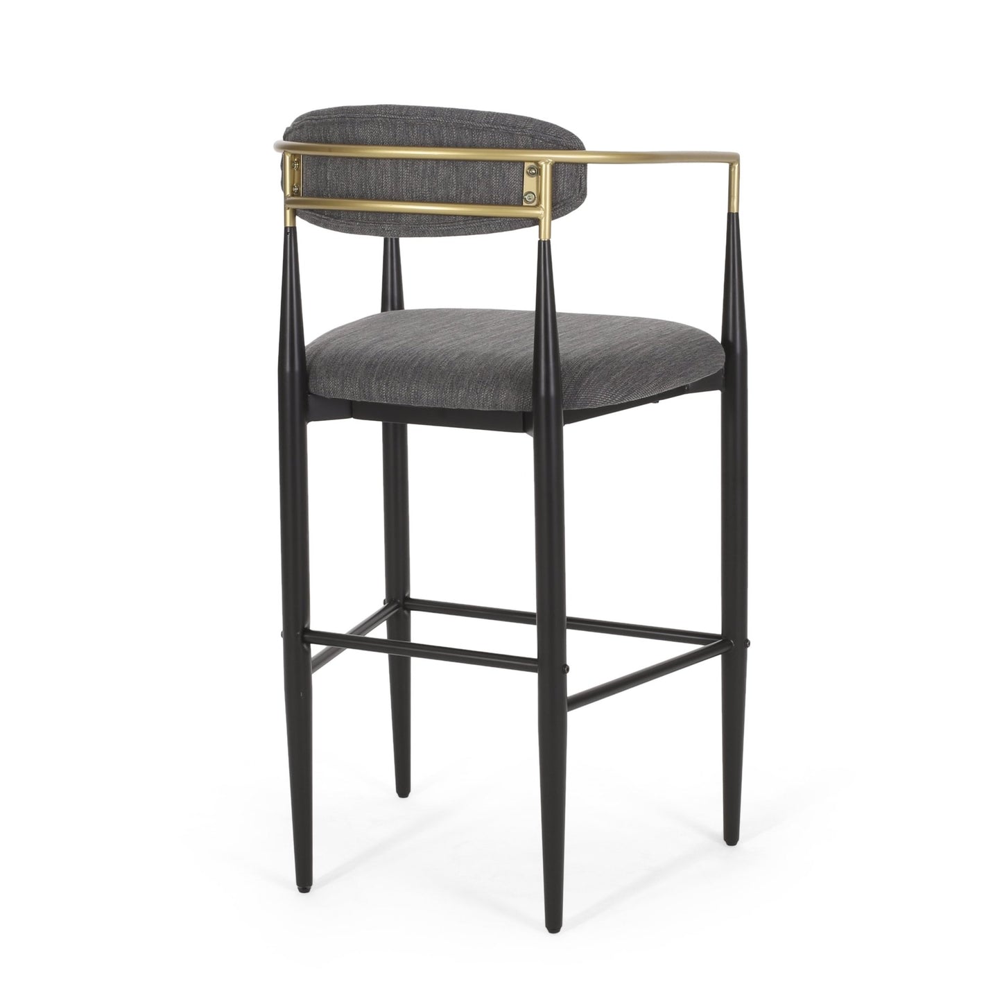 Barstools Set of 2, Upholstered Bar Stools with Backs and Iron Legs for Kitchen Island, Gray Fabric Seating 260LBS Weight Capacity - 1st Choice Furniture Direct