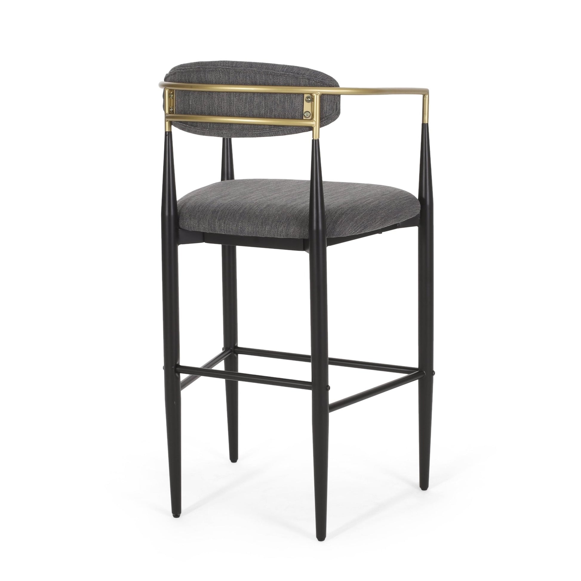 Barstools Set of 2, Upholstered Bar Stools with Backs and Iron Legs for Kitchen Island, Gray Fabric Seating 260LBS Weight Capacity - 1st Choice Furniture Direct