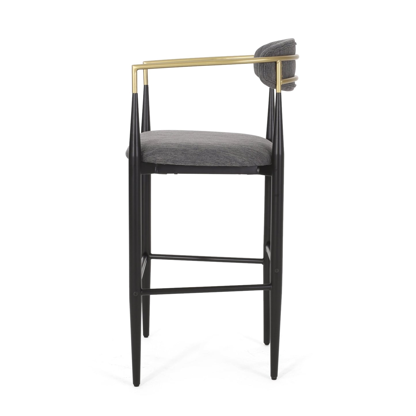 Barstools Set of 2, Upholstered Bar Stools with Backs and Iron Legs for Kitchen Island, Gray Fabric Seating 260LBS Weight Capacity - 1st Choice Furniture Direct