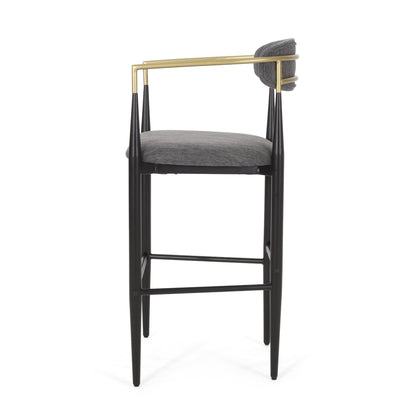 Barstools Set of 2, Upholstered Bar Stools with Backs and Iron Legs for Kitchen Island, Gray Fabric Seating 260LBS Weight Capacity - 1st Choice Furniture Direct