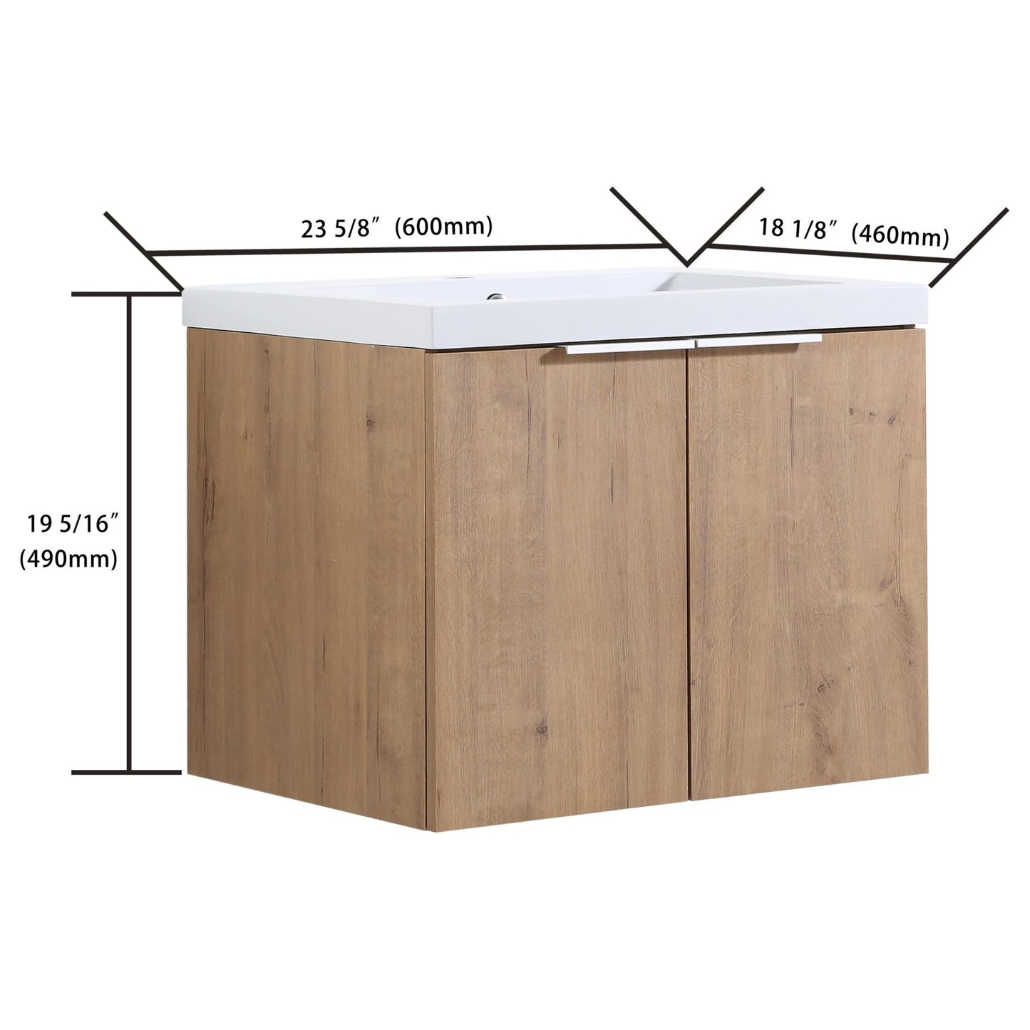 Bathroom Cabinet With Sink,Soft Close Doors,Float Mounting Design,24 Inch For Small Bathroom,24x18 - 00624 IMO(KD - Packing) - 1st Choice Furniture Direct