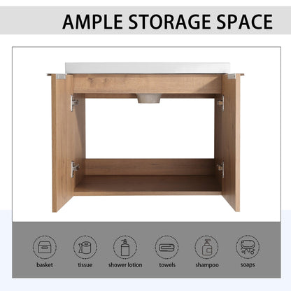 Bathroom Cabinet With Sink,Soft Close Doors,Float Mounting Design,24 Inch For Small Bathroom,24x18 - 00624 IMO(KD - Packing) - 1st Choice Furniture Direct