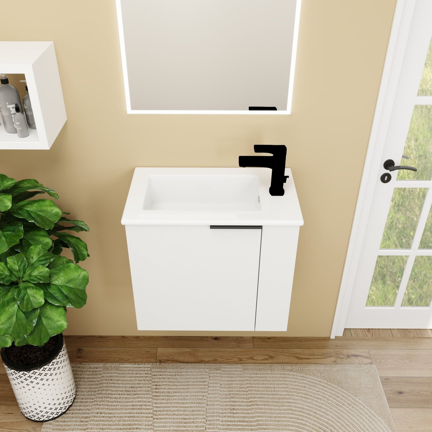 Bathroom Vanity with Sink 22 Inch for Small Bathroom,Floating Bathroom Vanity with Soft Close Door,Small Bathroom Vanity with Sink, 22x13 (KD - Packing) - 1st Choice Furniture Direct