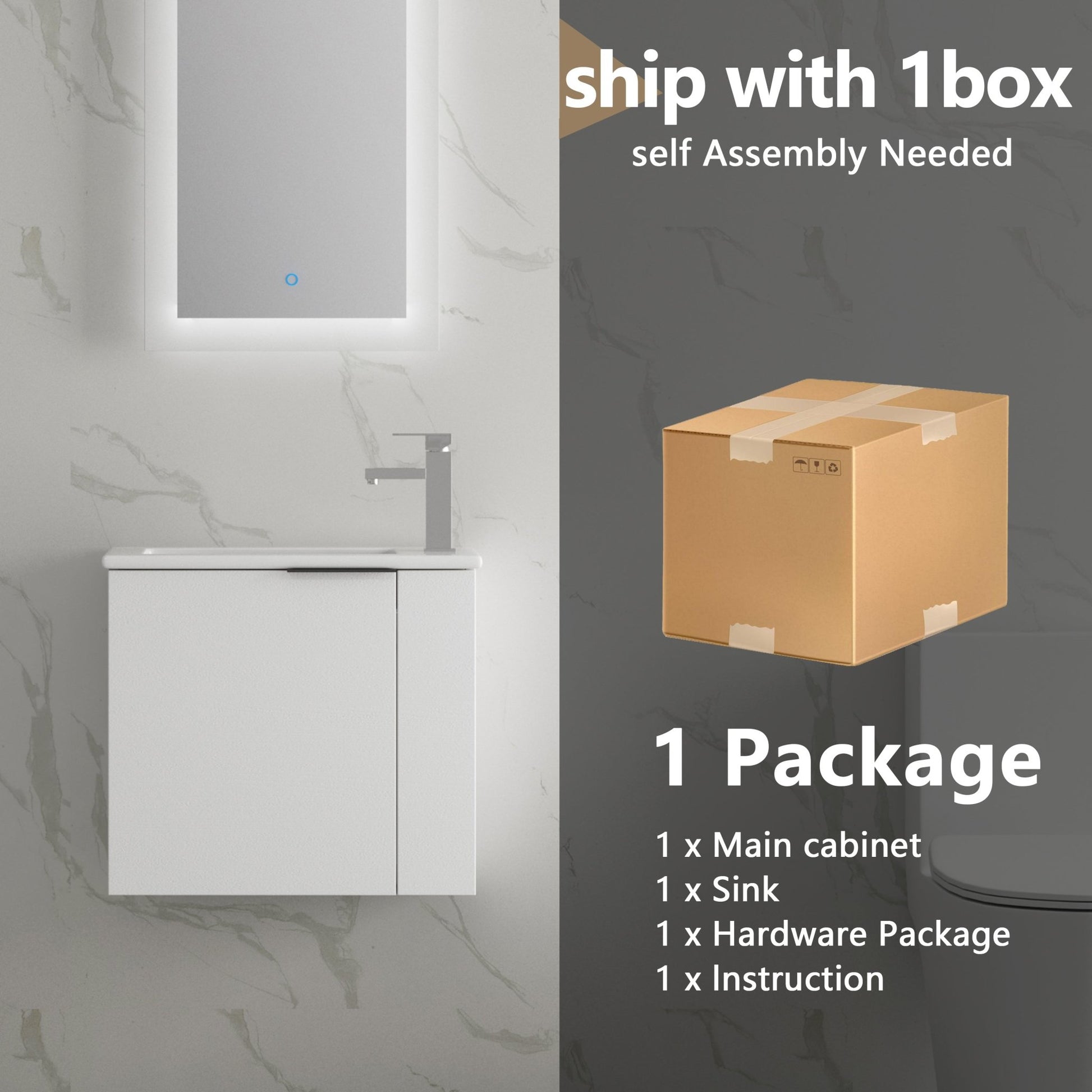Bathroom Vanity with Sink 22 Inch for Small Bathroom,Floating Bathroom Vanity with Soft Close Door,Small Bathroom Vanity with Sink, 22x13 (KD - Packing) - 1st Choice Furniture Direct