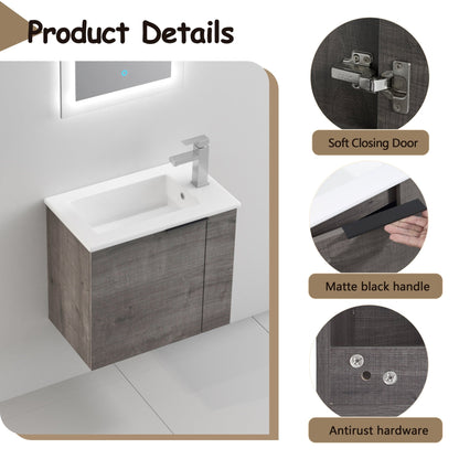 Bathroom Vanity with Sink 22 Inch for Small Bathroom,Floating Bathroom Vanity with Soft Close Door,Small Bathroom Vanity with Sink, 22x13 (KD - Packing) - 1st Choice Furniture Direct