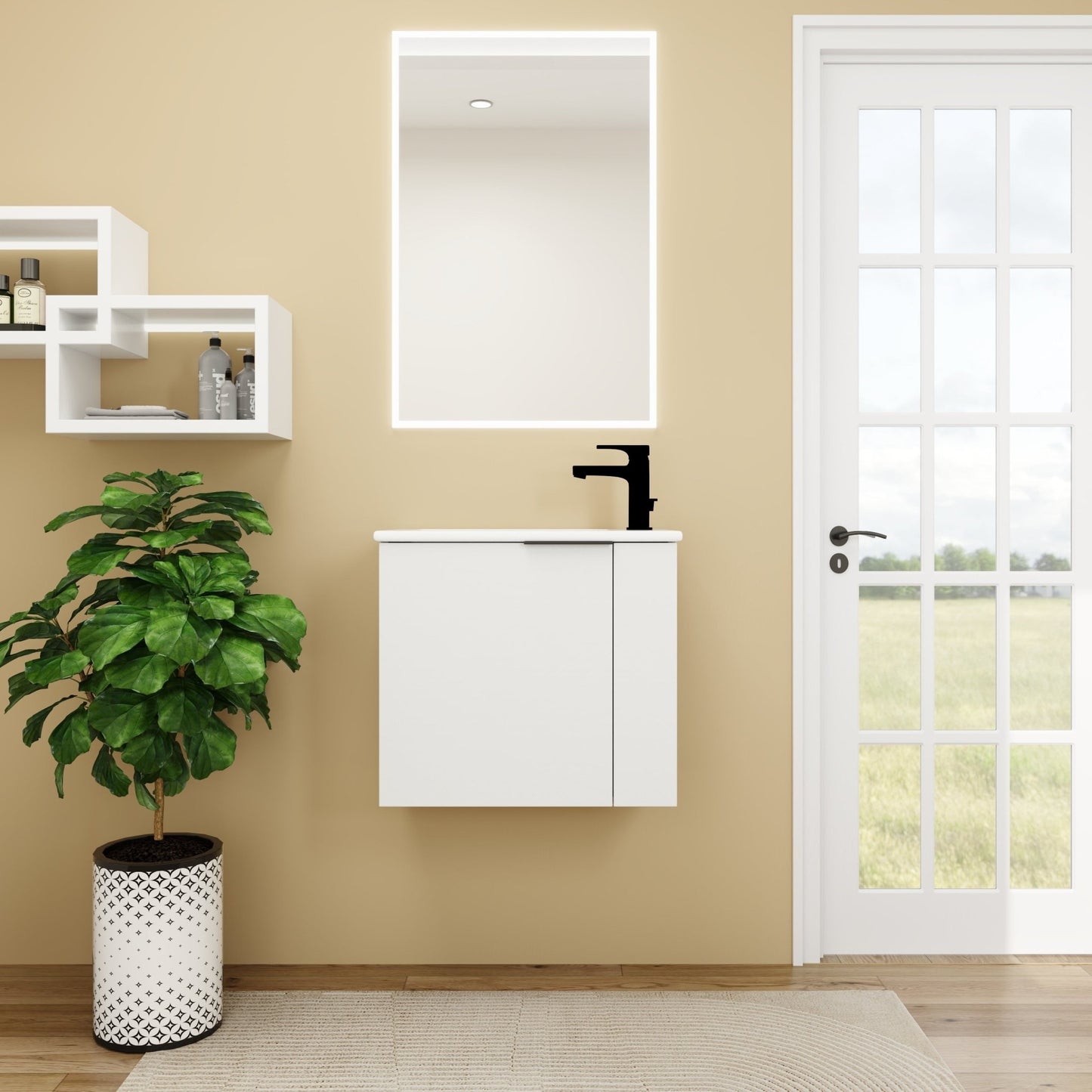 Bathroom Vanity with Sink 22 Inch for Small Bathroom,Floating Bathroom Vanity with Soft Close Door,Small Bathroom Vanity with Sink, 22x13 (KD - Packing) - 1st Choice Furniture Direct