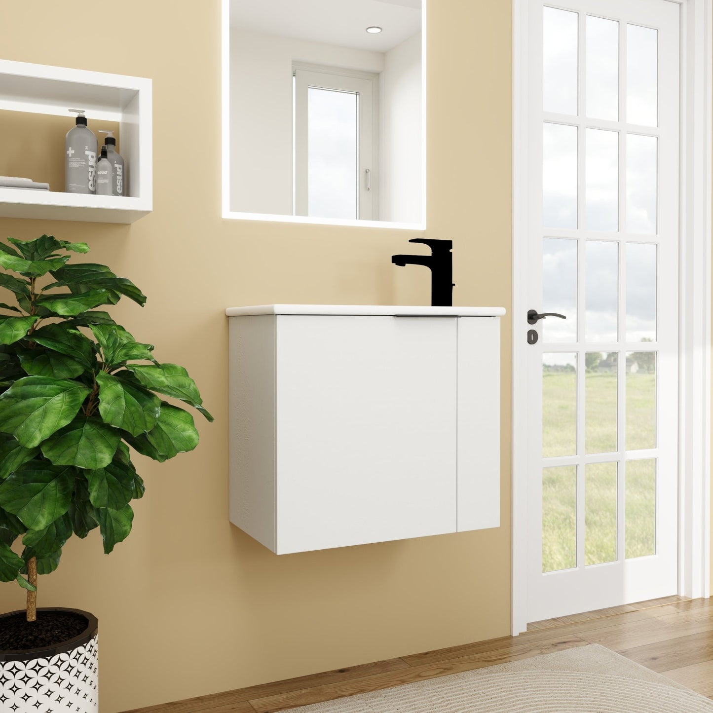 Bathroom Vanity with Sink 22 Inch for Small Bathroom,Floating Bathroom Vanity with Soft Close Door,Small Bathroom Vanity with Sink, 22x13 (KD - Packing) - 1st Choice Furniture Direct