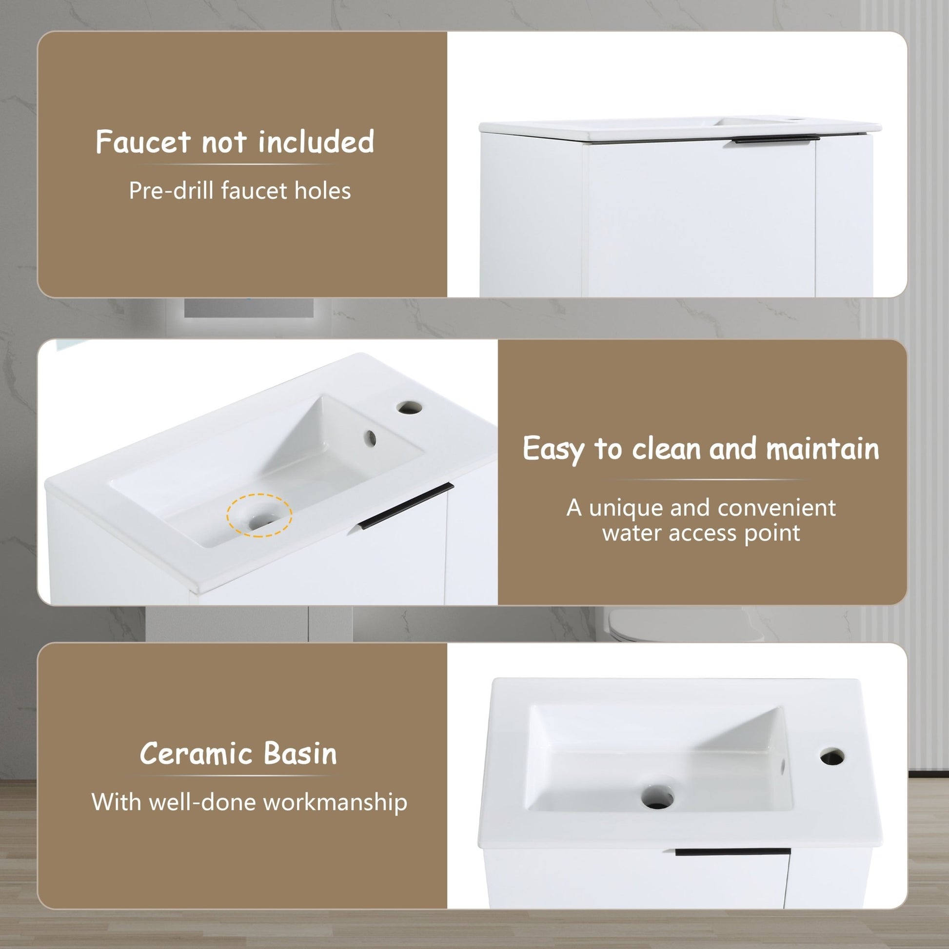Bathroom Vanity with Sink 22 Inch for Small Bathroom,Floating Bathroom Vanity with Soft Close Door,Small Bathroom Vanity with Sink, 22x13 (KD - Packing) - 1st Choice Furniture Direct
