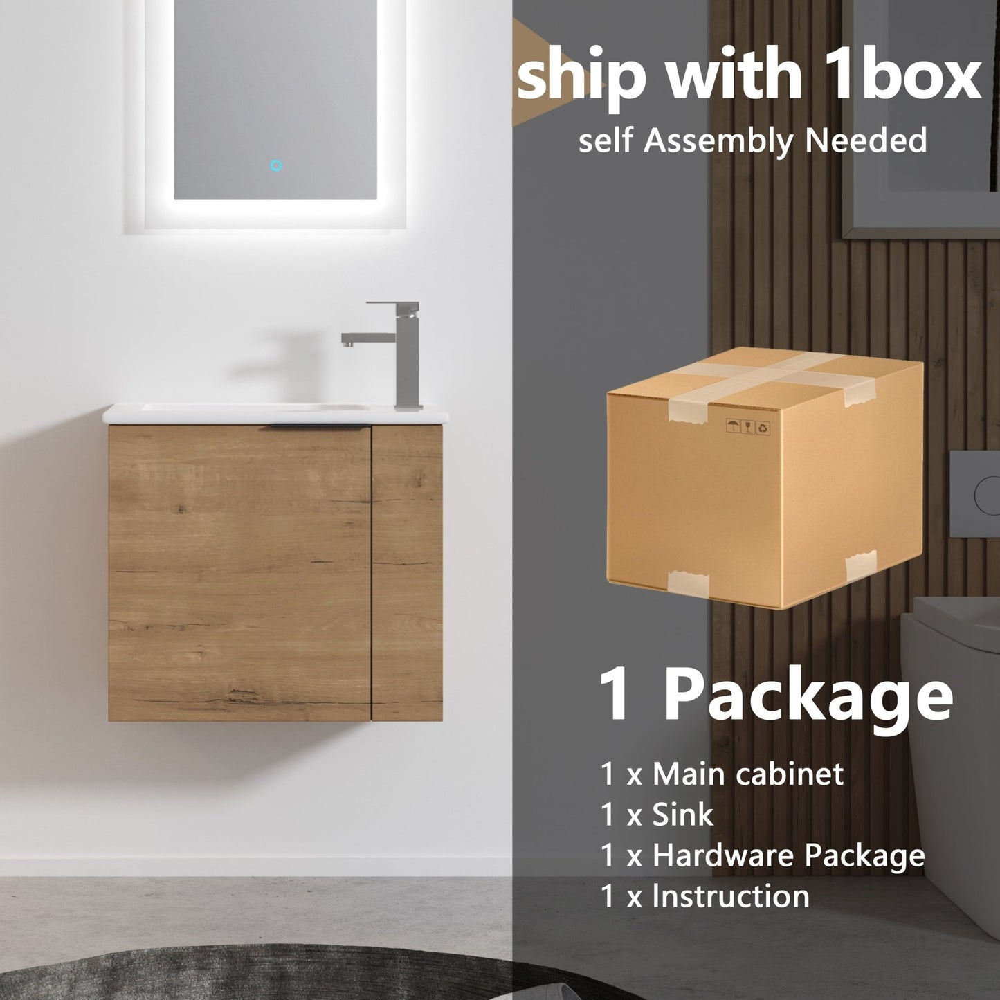 Bathroom Vanity with Sink 22 Inch for Small Bathroom,Floating Bathroom Vanity with Soft Close Door,Small Bathroom Vanity with Sink, 22x13 (KD - Packing) - 1st Choice Furniture Direct