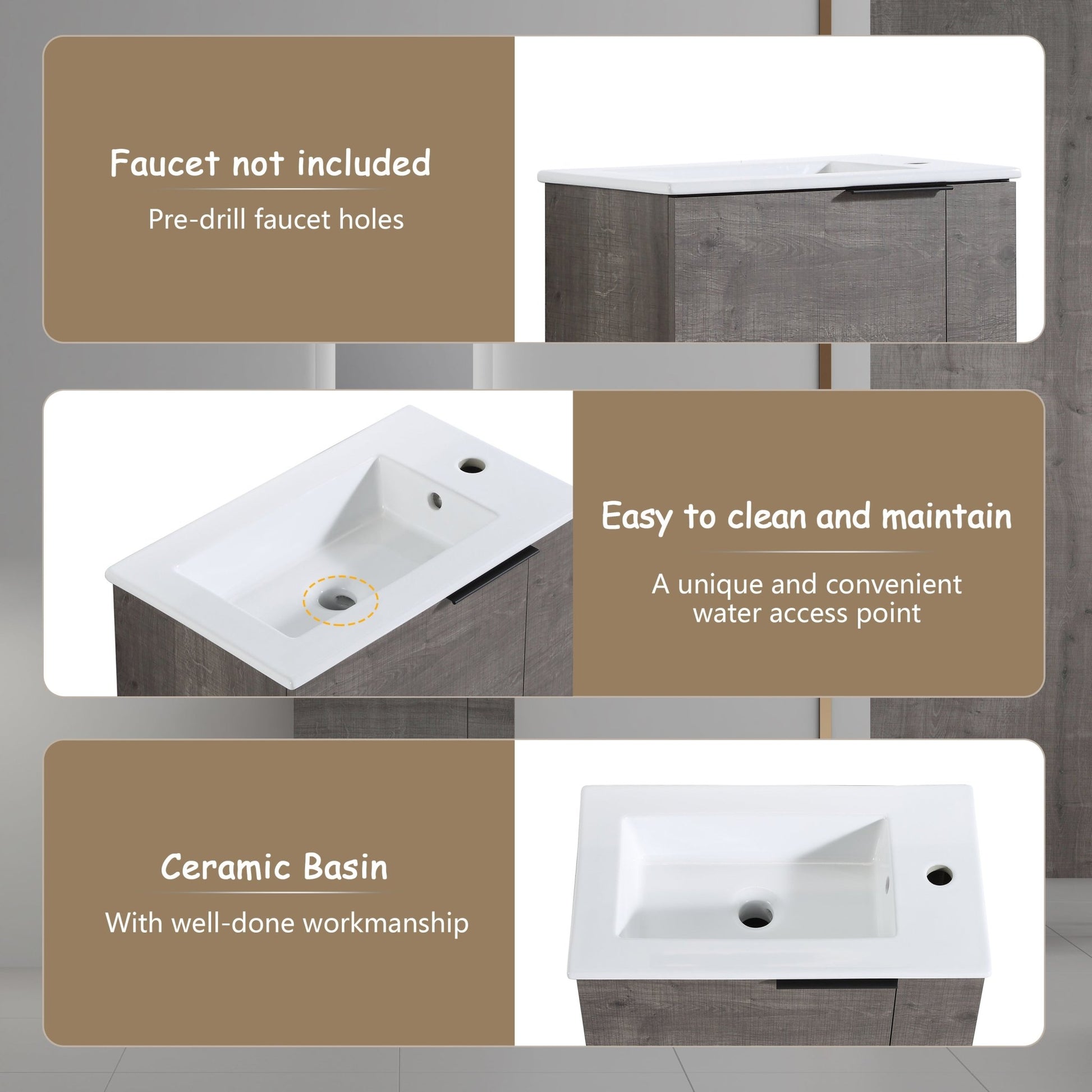 Bathroom Vanity with Sink 22 Inch for Small Bathroom,Floating Bathroom Vanity with Soft Close Door,Small Bathroom Vanity with Sink, 22x13 (KD - Packing) - 1st Choice Furniture Direct