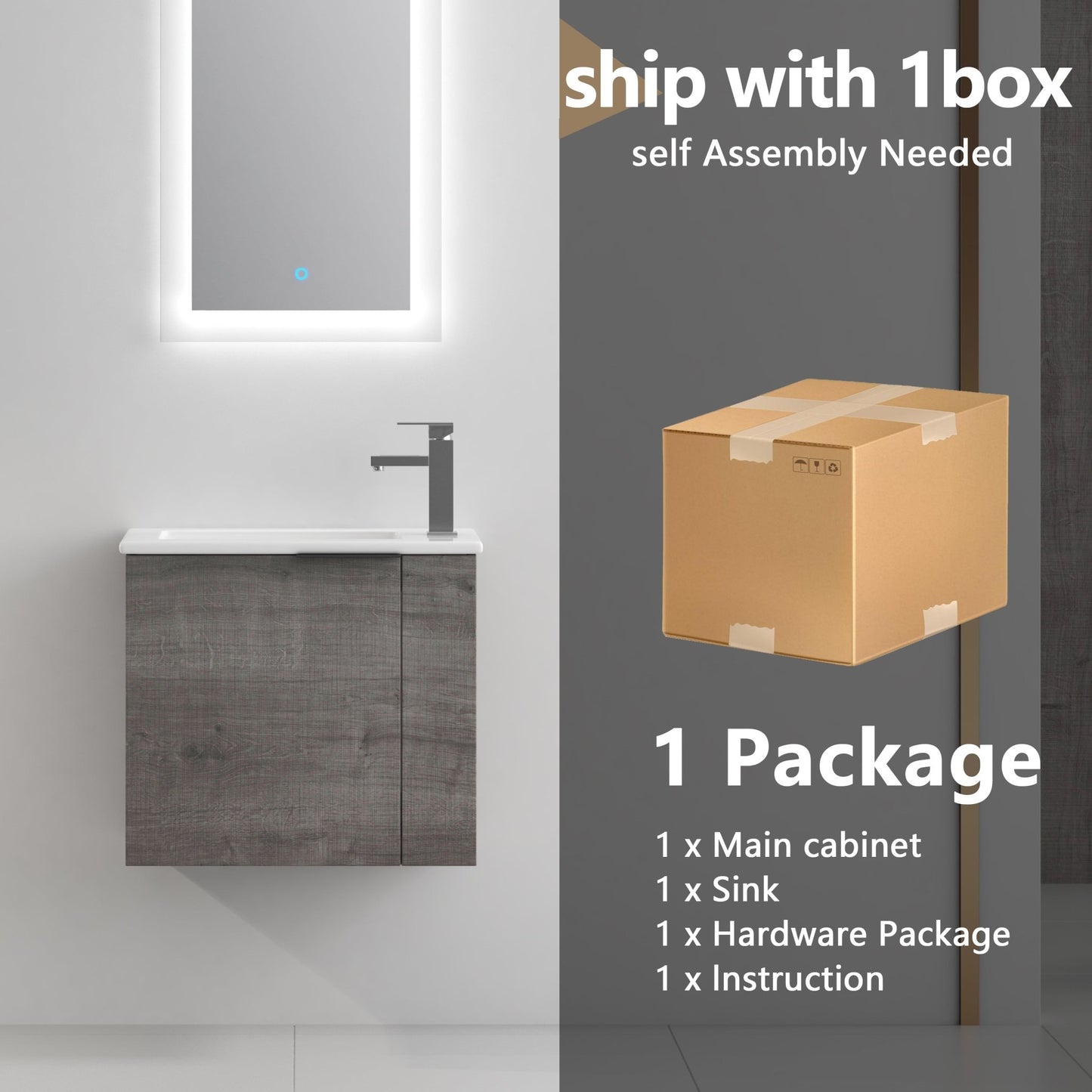 Bathroom Vanity with Sink 22 Inch for Small Bathroom,Floating Bathroom Vanity with Soft Close Door,Small Bathroom Vanity with Sink, 22x13 (KD - Packing) - 1st Choice Furniture Direct