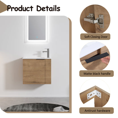 Bathroom Vanity with Sink 22 Inch for Small Bathroom,Floating Bathroom Vanity with Soft Close Door,Small Bathroom Vanity with Sink, 22x13 (KD - Packing) - 1st Choice Furniture Direct