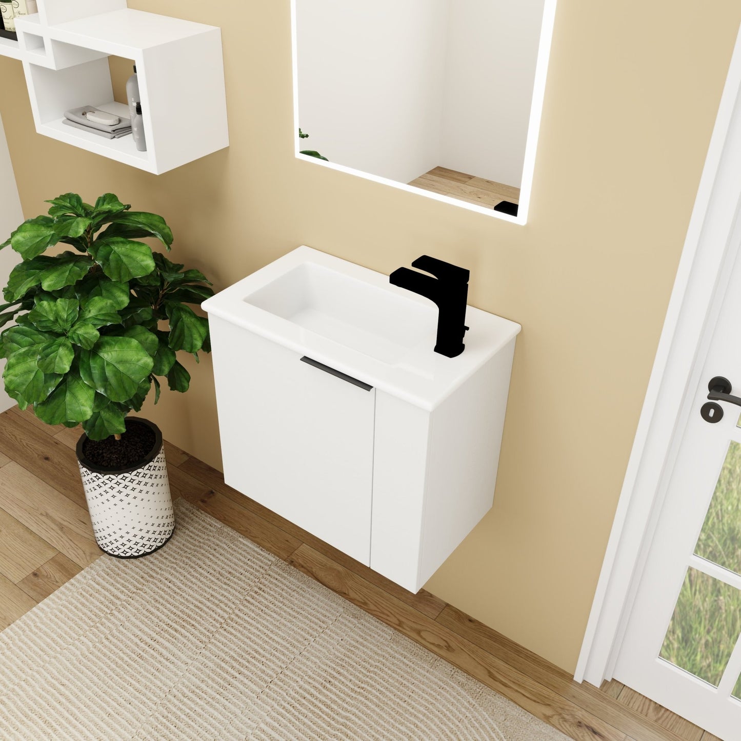 Bathroom Vanity with Sink 22 Inch for Small Bathroom,Floating Bathroom Vanity with Soft Close Door,Small Bathroom Vanity with Sink, 22x13 (KD - Packing) - 1st Choice Furniture Direct