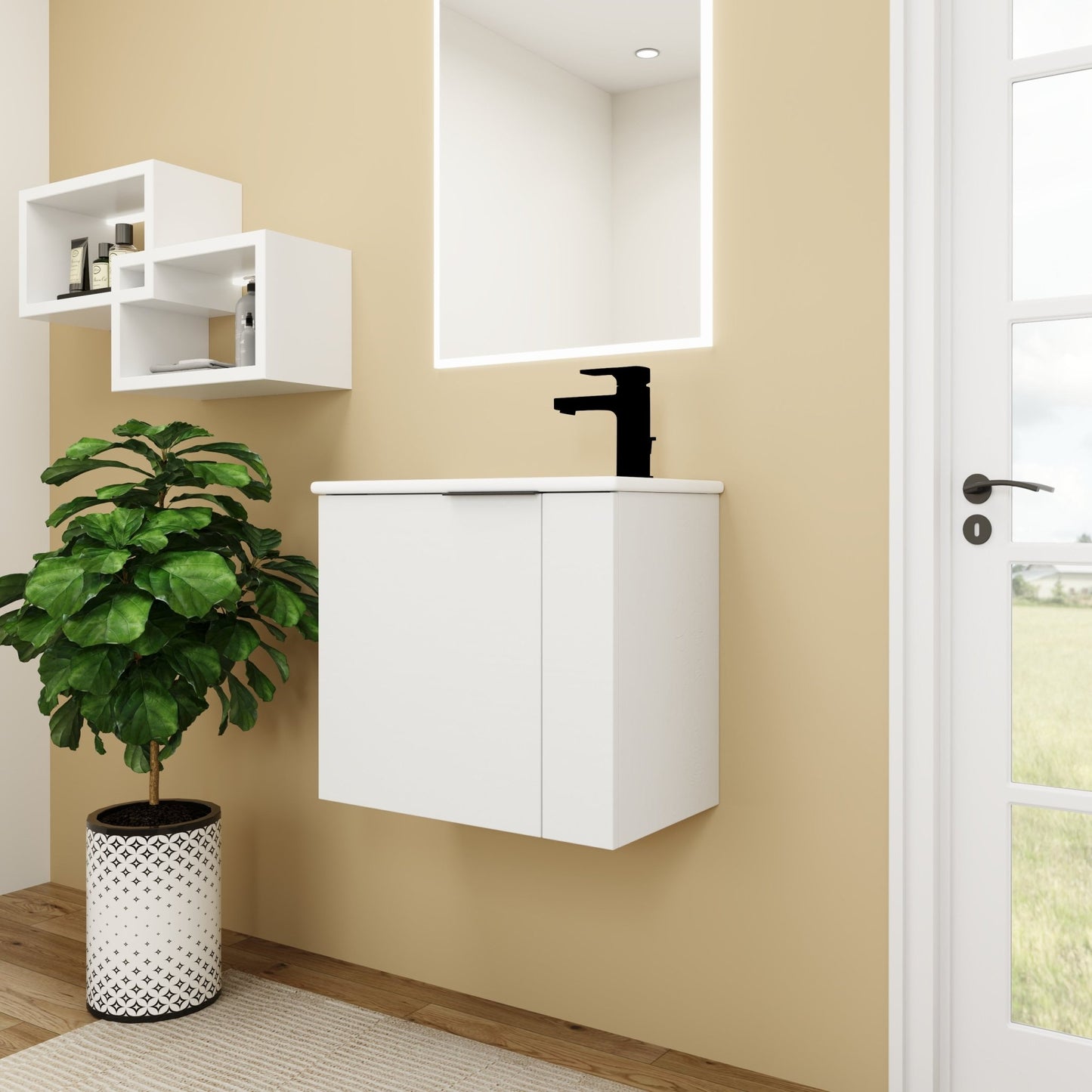 Bathroom Vanity with Sink 22 Inch for Small Bathroom,Floating Bathroom Vanity with Soft Close Door,Small Bathroom Vanity with Sink, 22x13 (KD - Packing) - 1st Choice Furniture Direct