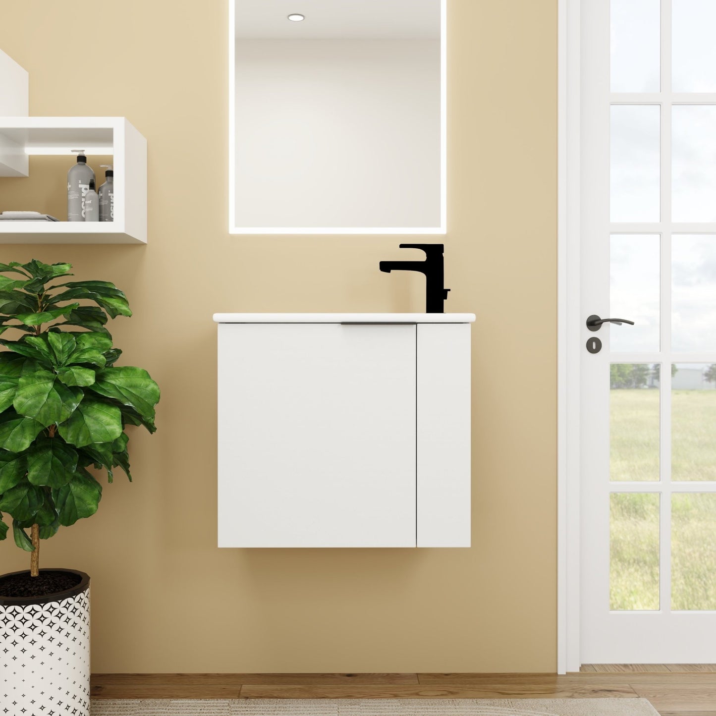Bathroom Vanity with Sink 22 Inch for Small Bathroom,Floating Bathroom Vanity with Soft Close Door,Small Bathroom Vanity with Sink, 22x13 (KD - Packing) - 1st Choice Furniture Direct